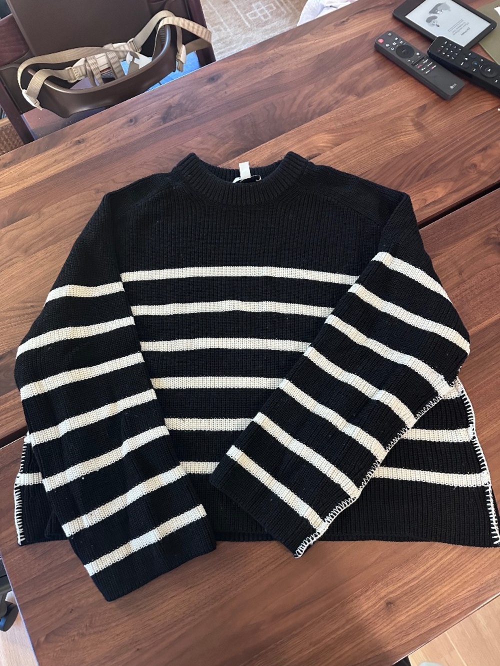 COS Oversized Navy Striped Sweater - Size M
